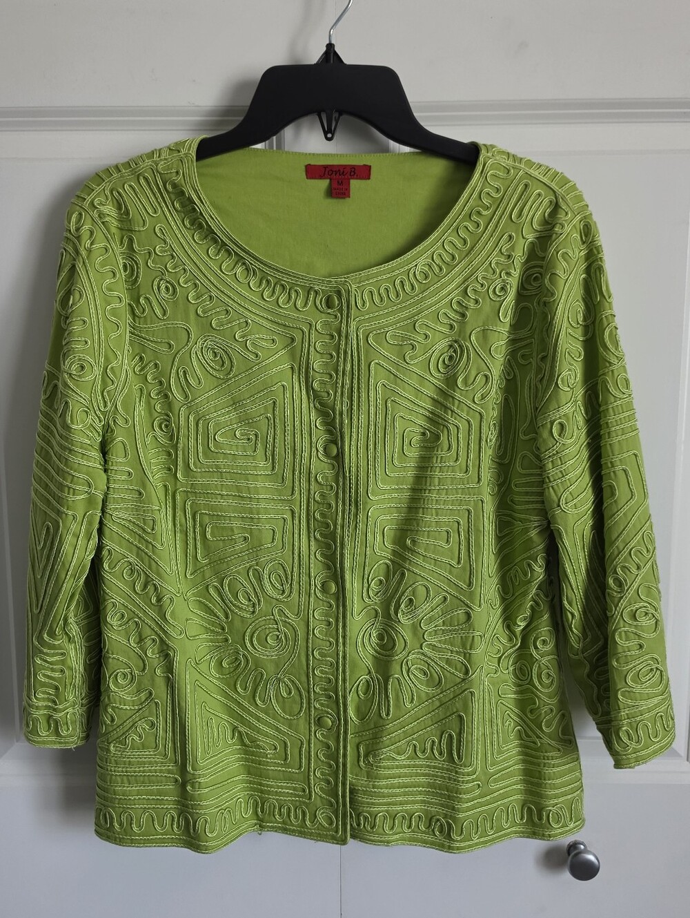 Joni B. Lime Green Embroidered Cardigan Jacket